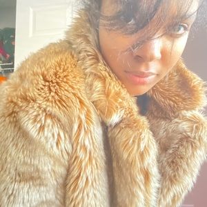 Beige/Tan Faux Fur Coat
